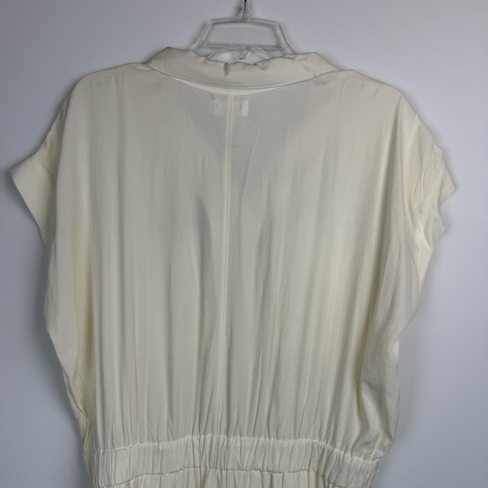 NWT Thread & Supply Maya Cream Dress Button Front Elastic Waist Size L - Picture 14 of 17